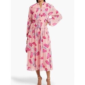 Diane Von Furstenberg Link Pleated Ruffle Floral-Print Maxi Dress